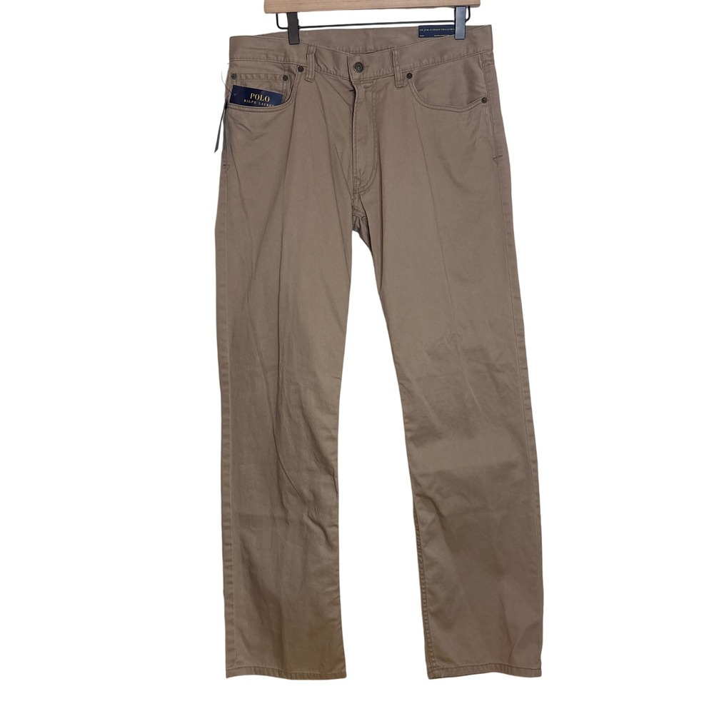 Polo Ralph Lauren Mens Straight Fit Montana Khaki Cotton Twill Pants 33x32 NEW
